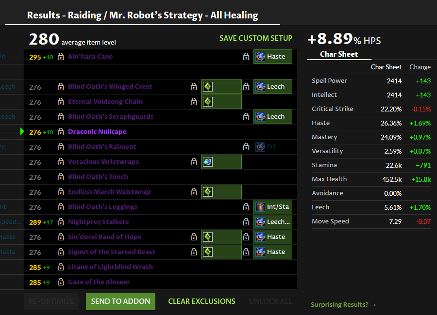 Best in Bags results with Send to Addon button